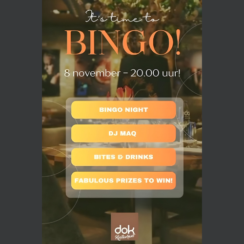VOLGEBOEKT Bingo Night bij DOK – Zaterdag 8 november 2025 =