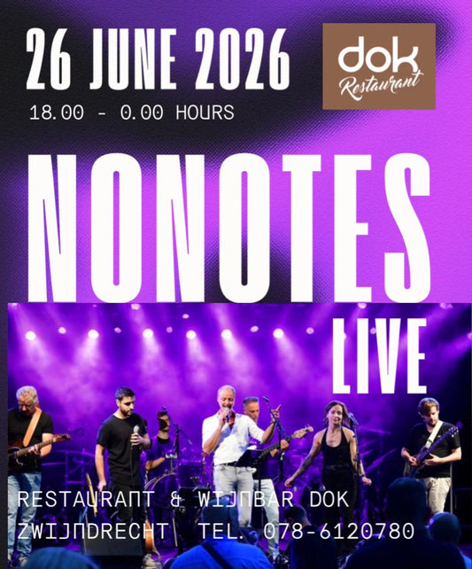 26 juni LIVE bij Restaurant & Wijnbar DOK: NoNotes & DJ Louzz – Een avond die je niet wilt missen
