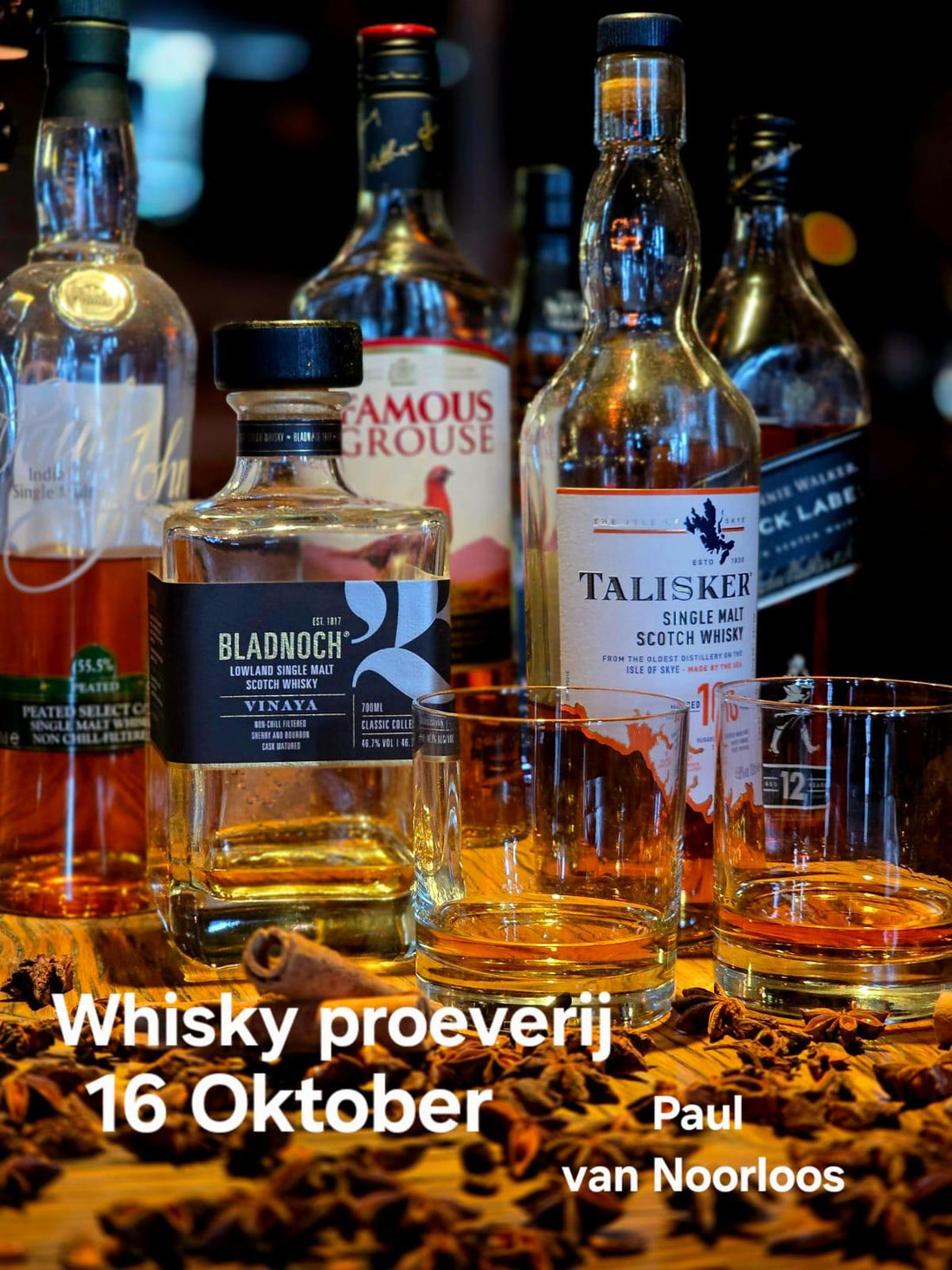Whiskey Proeverij met Paul van Noorloos. Een avond vol karakter